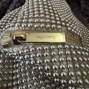 Olga Berg Metallic Pearl Studded Clutch